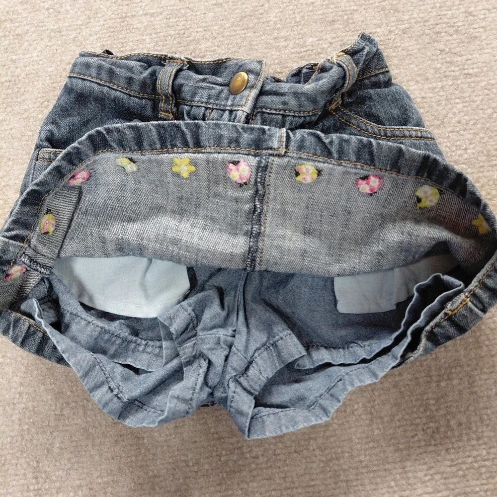 Gymboree Denim Skort Blue Ladybug Bug Flower Toddler Girls Size 4 Jean Skirt